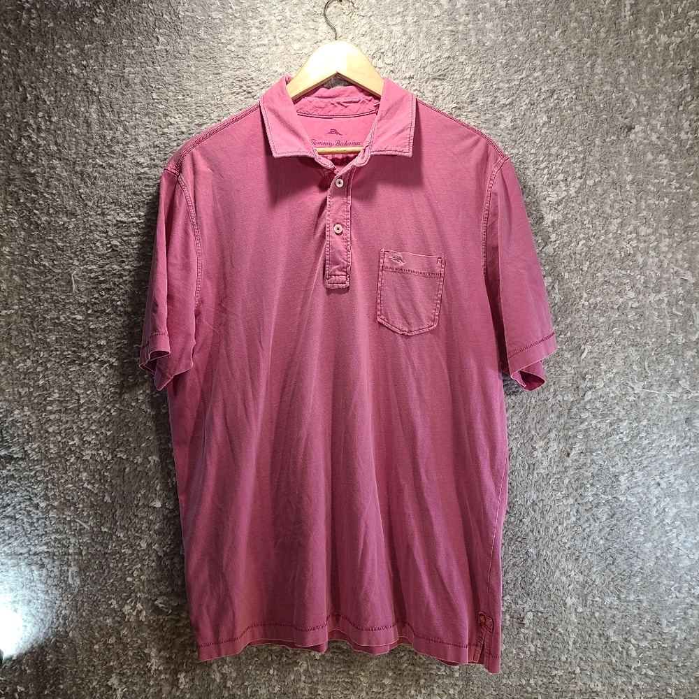 Tommy Bahama Relax Pink Pima Cotton Marlin Logo Polo Shirt Men’s Size Large